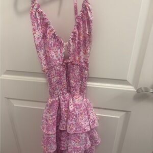 Pink Floral Ruffle Dress
